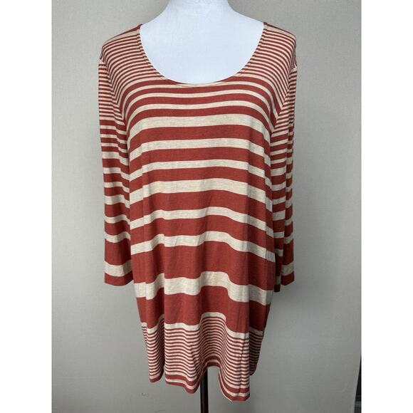Nurture Ladies Top Size XL Long Sleeve Scoop Neck Rust Tan Soft Lagenlook Fall - Picture 1 of 13